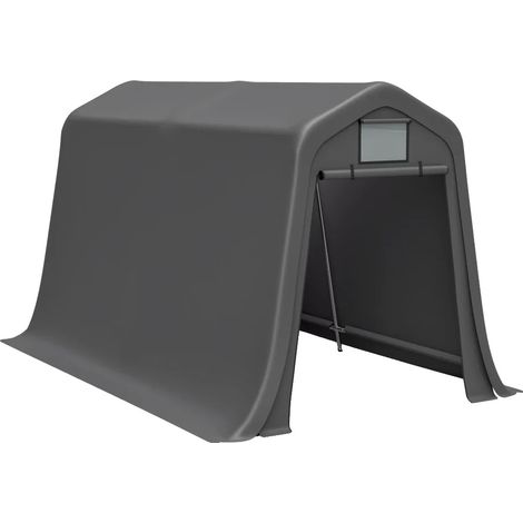 Carport, Matériau Imperméable, Cadre en Acier Durable, Gris, 7x12FT (1/2)