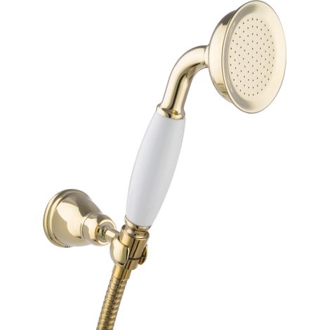Ensemble de douche rétro PaulGurkes avec douchette dorée, support et flexible
