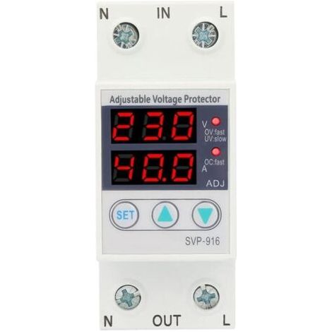 Protecteur de Courant 230VAC, Monophasé 40A, Surtension et Soustension Réglable Intelligent (1/5)