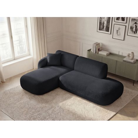 BOBOCHIC - Canapé d'angle fixe modulable ANDA avec 1 méridienne et 1 chauffeuse bout de canapé Angle gauche  Noir (1/5)