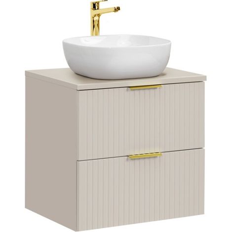 Set da bagno NOXERA 60 cm - Marrone Congo - piano per lavabo + lavabo