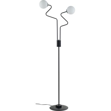 Lampadaire moderne noir 2 globes verre G9 ZigZag Sigma (1/2)