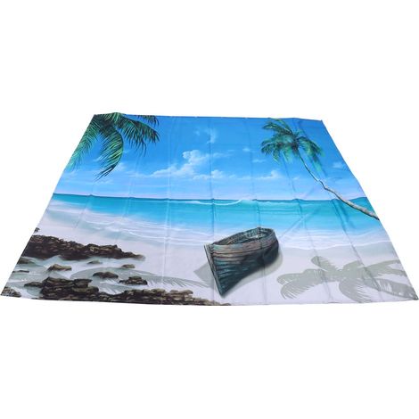 Ensemble de Rideau de Douche avec Anneaux, Accessoire Salle de Bain Sans Percer 150x180cm (1/5)