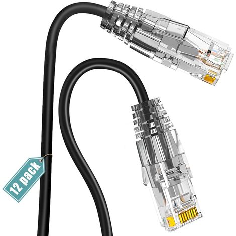Cat6a Ethernet Cable 0.15 m (12 Pieces), 10Gbps Copper LAN Cable 550MHz 28AWG Pure Copper Network Cable, Short Ethernet Cable for Patchfeld/Network Cabinet, Ideal for Server Space (1/5)