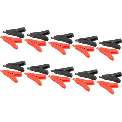 10 kits pinces crocodile isolées 10A ABS, connecteurs électriques à borne en laiton plaqué or pour tests (1/5)