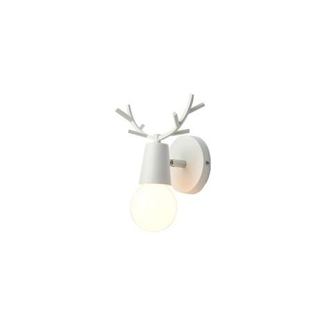 Applique da parete moderna e creativa, semplice, a forma di testa di cervo, attacco E27, stile Art Déco nordico, ideale per la cameretta dei bambini, ristorante, corridoio o scala (B, bianca) - Crezuo
