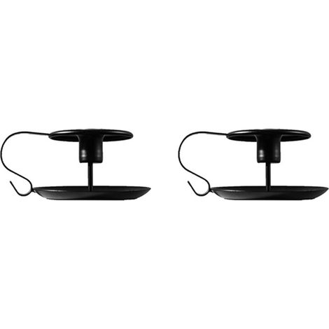 Support Bougeoir Noir Métal Vintage avec Poignée pour Décoration de Noël Mariage Fête - Lot de 2 Pièces 11.5x13cm (1/5)