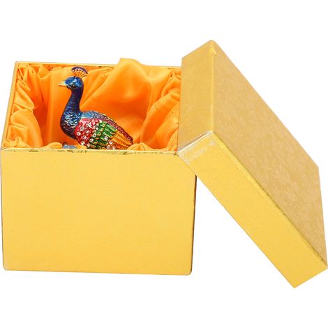 Schmuckkästchen aus Zinklegierung für den Schreibtisch, verziert mit einer aufklappbaren Pfauenfigur (1/5)