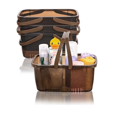 Lot de 4 paniers de douche en plastique avec poignée pliable, boîte de rangement portable avec trous de drainage pour salle de bain, cuisine, dortoir, gel douche, shampooing, cosmétiques,
