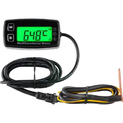 Compteur Jauge Température Moteur, Compteur Horaire Et Tachymètre, Batterie Remplaçable Pour Compresseur Motoneige Moto Hors-bord Tracteur Jardin (1/5)