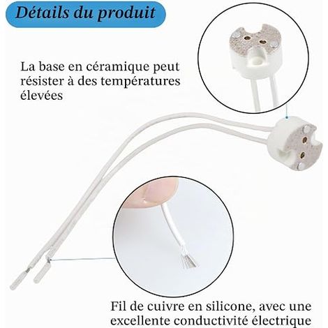 Douille GU5.3 MR16 Céramique 12V, Douille GU5.3 G4 GU4 G6.35 (1/3)
