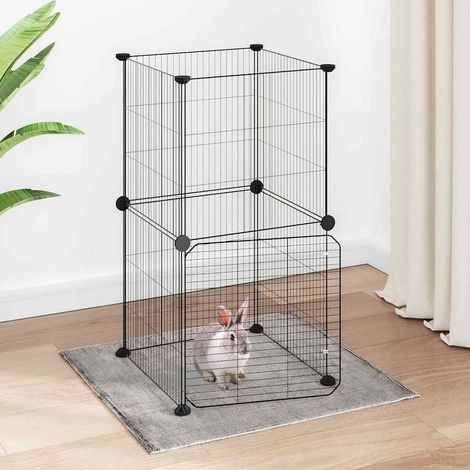 vidaXL Jaula para mascotas de 8 paneles con puerta acero negro 35x35x70cm (1/5)