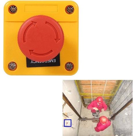 Boîte de commande avec bouton de verrouillage d'arrêt d'urgence, panneau d'arrêt en plastique rouge, Station d'urgence en forme de champignon, 660V 10A (1/4)
