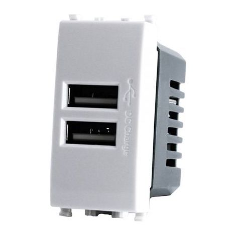 MAPAM doppia presa USB tipo A (5V-2A-265V) compatibile Vimar Plana - GEM-F621BI