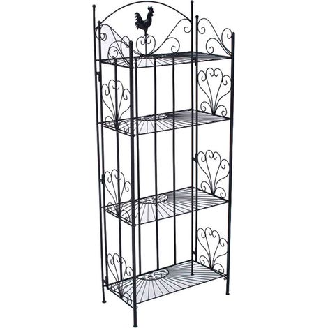 Estantería de almacenaje para plantas, mueble para terraza, balcón y salón en metal negro 100003979 (1/5)