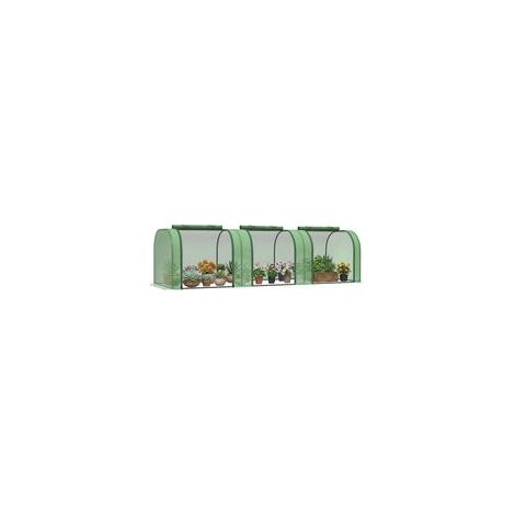 Mini-Gewächshaus, Tomatengewächshaus, 3 m (L) x 1 m (B) x 0,8 m (H), Stahl, hochdichtes PE (140 g/m²), UV-beständig, 3 Fenster, Grün