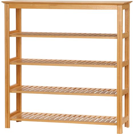 5-stöckiges Schuhregal aus Bambus mit 4 Lattenrosten, 80 x 29 x 82 cm, Naturholzoptik