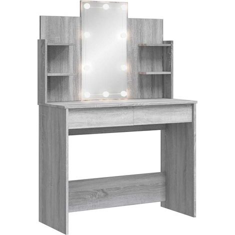 Maison Exclusive - Schminktisch mit LED-Leuchten Grau Sonoma 96x4