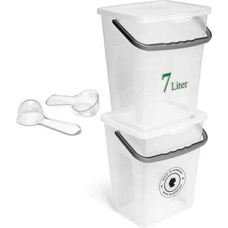Novaliv 2x boîte à lessive avec couvercle 7 litres transparent et cuillère doseuse 23,5 x 18 x 26,5 cm boîte de rangement en poudre à lessive avec