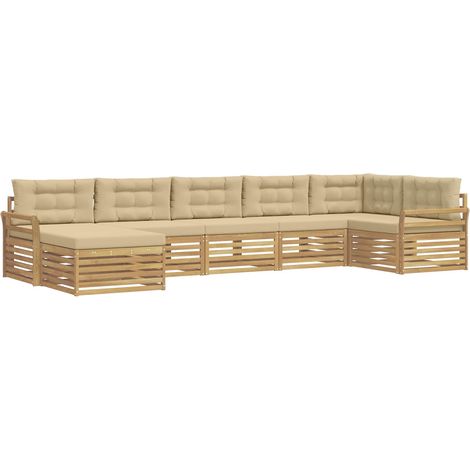 Outdoor-Sofagarnitur 7 Stk. Weiß und Beige vidaXL (1/5)