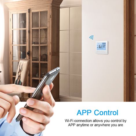 Eosnow Wi-Fi-Smart-Thermostat, digitaler Temperaturregler, APP-Steuerung, LCD-Display, Woche, programmierbare elektrische Fußbodenheizung für Zuhause, Schule, Büro, Hotel, 16 A