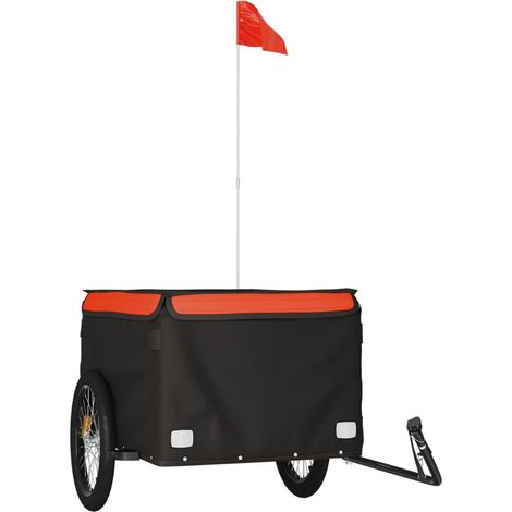 Remorque de vélo noir et orange 45 kg fer (1/5)