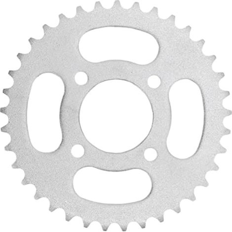 Pignon arrière 37 dents, diamètre intérieur 48 mm, chaîne 420, 4 trous, acier argenté, pour karting, quad, moto, trike et dirt bike 50-125 cm³. (1/4)