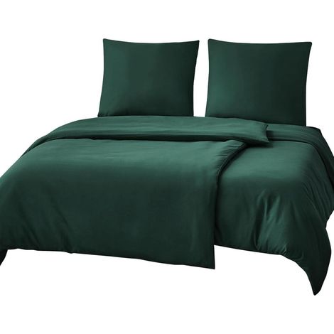 Bettwäsche 02 - Dunkelgrün 4Teilig: 2x 135x200 cm + 2x 80x80 cm (1/5)