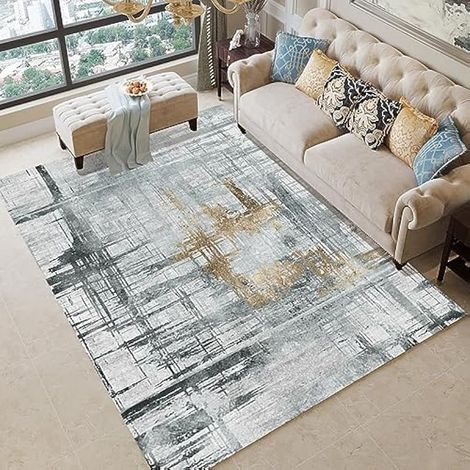 Tapis de salon, Tapis Intérieur, 160 x 210 cm, moderne, abstrait, tapis à poils courts, chambre à coucher, antidérapant, doux et lavable, pour salon, chambre, terrasse, balcon (1/5)