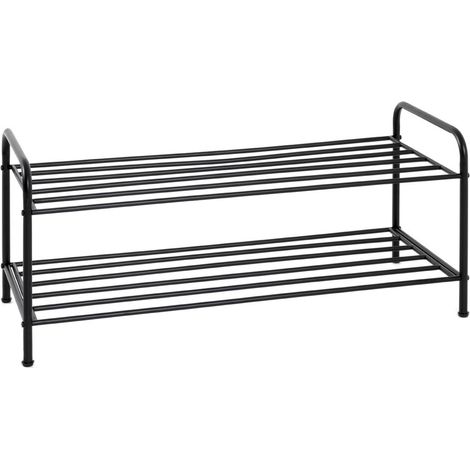 Etagère à chaussures, meuble à chaussures en métal coloris noir -longueur 83 x profondeur 35 x hauteur 37 cm (1/4)