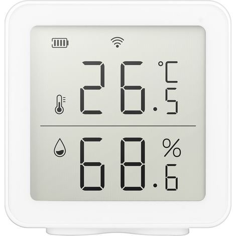 Tuya WiFi-Temperatur- und Luftfeuchtigkeitssensor Der verknüpfte Innentemperatur- und Luftfeuchtigkeitssensor ist mit Alexa kompatibel, unterstützt jedoch nicht Google Home