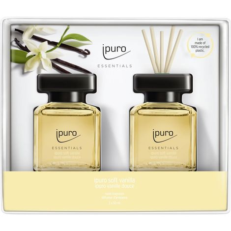 ipuro ESSENTIALS Raumduft Set soft vanilla 2x50ml Lufterfrischer Duftstäbchen (1/3)
