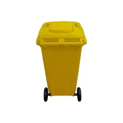 IBEROGARDEN Contenedor con ruedas 120L con mango antideslizante Fácil transporte y durabilidad color amarillo (1/5)
