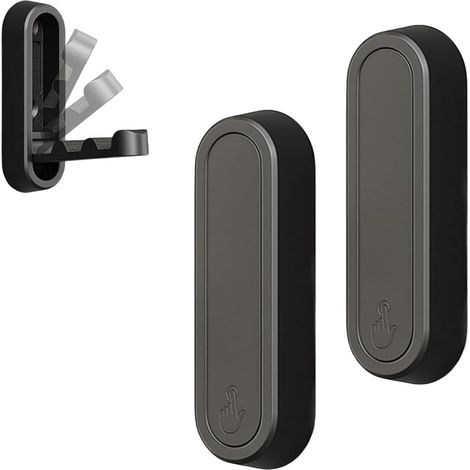 Set di 2 ganci da parete pieghevoli, appendiabiti pieghevole da parete con magnete, in robusta lega di zinco, salvaspazio per appendere cappotti, asciugamani, chiavi, borse - Nero, ideale per ingresso (1/5)