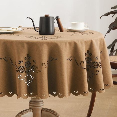 Abwaschbare Tischdecke Rund 120 cm mit Blumen-Muster, wasserdicht