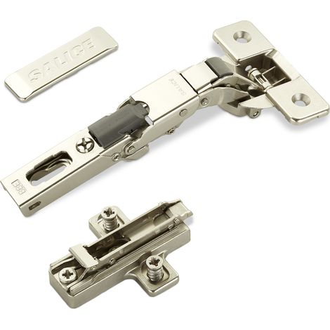 2 x Salice Universalscharniere 110° Bohrbild T45 für abgerundete, überfälzte und profilierte Türen mit Kreuz-Montageplatte Höhe 6 mm Exzenterverstellung, Scharnierarmabdeckung (1/5)