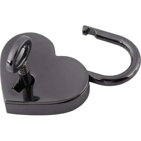 Vorhängeschloss Herzform Mini Schwarz mit Schlüssel für Tagebuch, Tasche