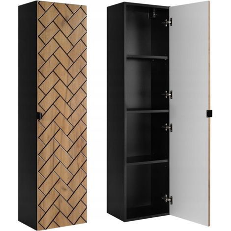 Rodan Hochschrank Bad Braun Matt, 27 x 35 x 136 cm, 1 Tür mit Soft-Close, feuchtraumgeeignet, Badschrank mit Stauraum
