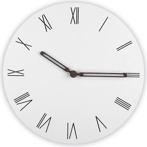 Wanduhr aus Holz, geräuschlose runde Uhr, moderne schlanke Wanduhr, klassische traditionelle Wanduhr, Dekoration für Schlafzimmer, Wohnzimmer, Büro (30 cm, 5 mm dick - Weiß) (1/5)