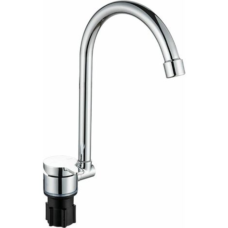Robinet Pliable - 360° Rotation - Cuivre Chromé - Pour Camping-Car Caravane Bateau - Robinet Cuisine À Une Main Avec Entrée Eau Chaude Froide - 1 Pièce