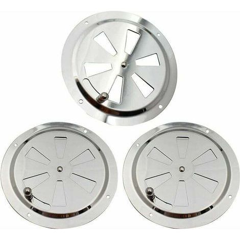 3 pièces grille d'aération ronde en acier inoxydable rosace d'aération 125mm grille d'aération réglable ventilateur branchial pour fumer RV (1/4)