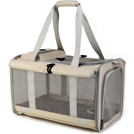 Faltbare und tragbare Transportbox für kleine Hunde und Katzen mit großer Öffnung und atmungsaktivem Futter. Ideal für Reisen.