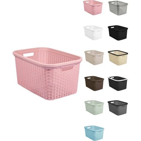 Cesta para la Colada 25 x 53 x 36 cm - Cesto ropa sucia – Cesta Rectangular con Asas diseño Mimbre (1/5)
