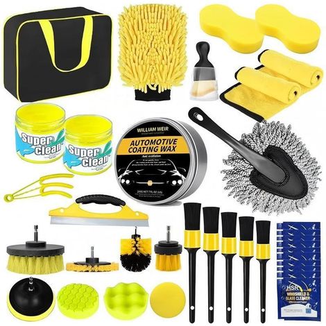 Kit de nettoyage de voiture – Brosse de nettoyage de voiture, 236 pièces, perceuse électrique, brosse de sortie d'air de voiture, ensemble de lavage de voiture (1/3)