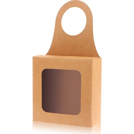 Lot de 25 boîtes à vin avec fenêtre en papier kraft, boîtes à bonbons