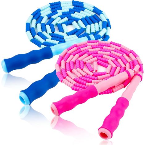 Corde à sauter pour enfants, réglable pour les 4-12 ans, anti-nœuds Corde à sauter segmentée avec perles souples pour le fitness féminin (8-12 ans) (1/5)