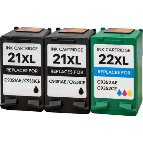 Cartouches Compatibles HP 21XL 22XL pour DeskJet 3747 à F4194/OfficeJet 4312 à J5520/PSC 1400 à 1417/PhotoSmart 1402 AiO à 1417