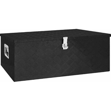 Boîte de rangement Noir 100x55x37 cm Aluminium (1/4)