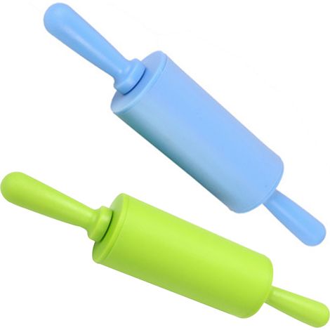 Rouleau À Pâtisserie En Silicone - 9 Pouces - Surface Antiadhésive - Poignées Ergonomiques En Bois De Chêne Naturel - Résistant Jusqu'à 200 °C - Pour Enfants Et Adultes - Lot De 2 (1/5)