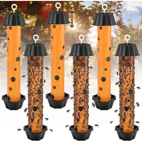 Juego de 6 trampas grandes para moscas, para uso interior y exterior, con tiras adhesivas. Protección contra mosquitos y insectos. (1/5)